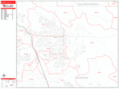 Moreno Valley Digital Map Red Line Style